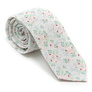 White Blush Floral Skinny Necktie --- PERFECT for Ring Bearer or Page Boy